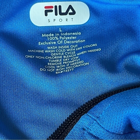 Fila sport 1/4 zip pull over blue size large lightweight reflective strips - Picture 5 of 12